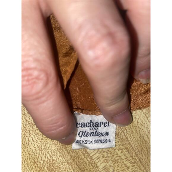 Cacharel For Glentex 100% Silk Square Scarf Japan Vintage Burnt Orange 1970's - Picture 4 of 8